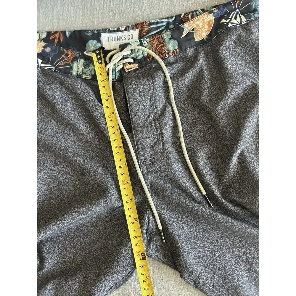 Trunks Co Gray Hawaian Swim Trunks 32 Floral 90s Retro
